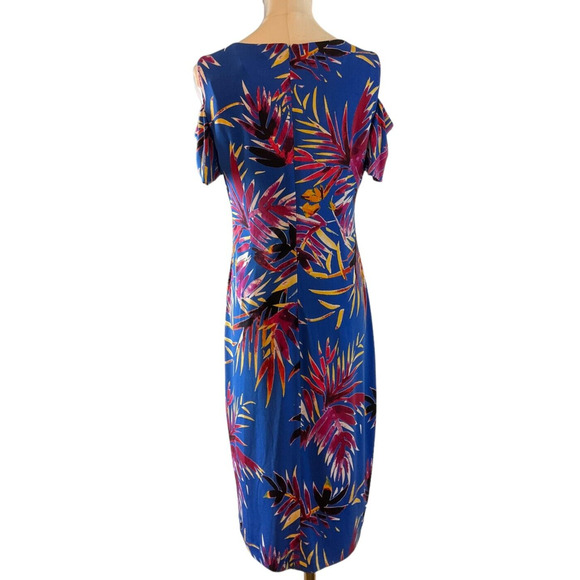 Calvin Klein Women's Cold Shoulder Tropical Print Dress Size 6 Polyester Spandex - Picture 2 of 12